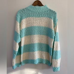 80s/90s Striped Mint Green & Cream Sweater - by Traditions Sears